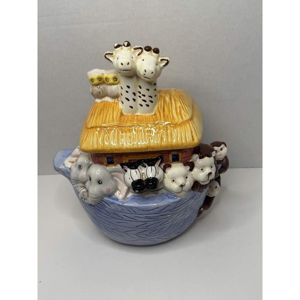 Noah Ark 11" Ceramic Cookie Jar or Pet Treat Container Jay Imports Read